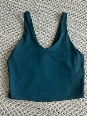 Deep Teal V-Neck Cropped athletic Tank Top